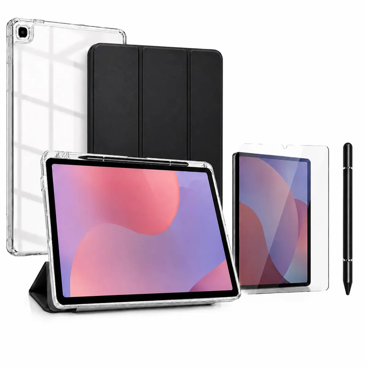 Compatível Capa de Tablet para Samsung Galaxy Tab S6 Lite 10.4" 2020/2022/2024, Função de Ativação/Repouso Automático e Modo de Leitura, Inclui Caneta Stylus Absorvente (Preto) - 1
