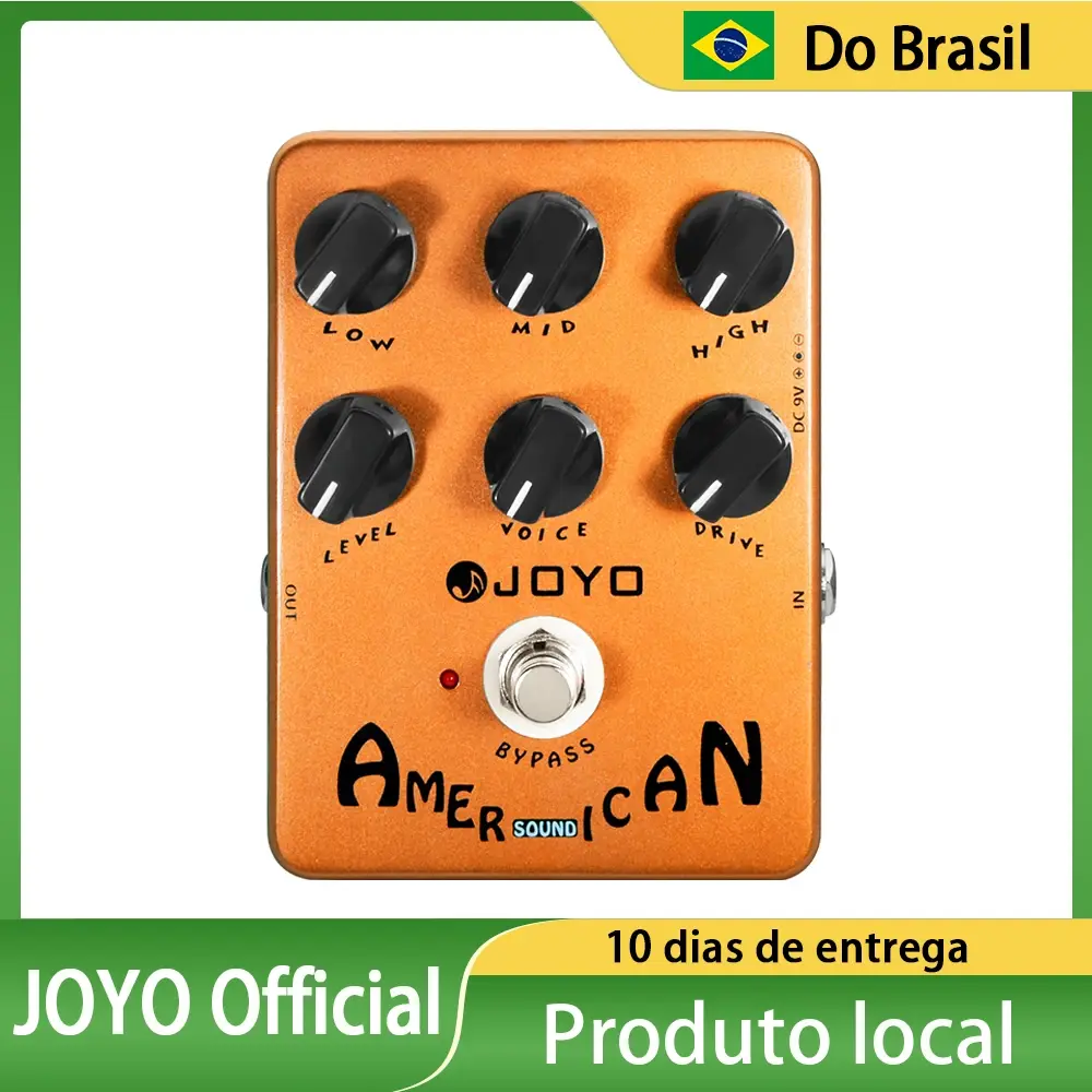 JOYO JF-14 AMERICAN SOUND Pedal Simulador de Amplificador a Válvulas Vintage com Efeito Overdrive, EQ de 3 Bandas e Voice para Palco e Gravação em Estúdio