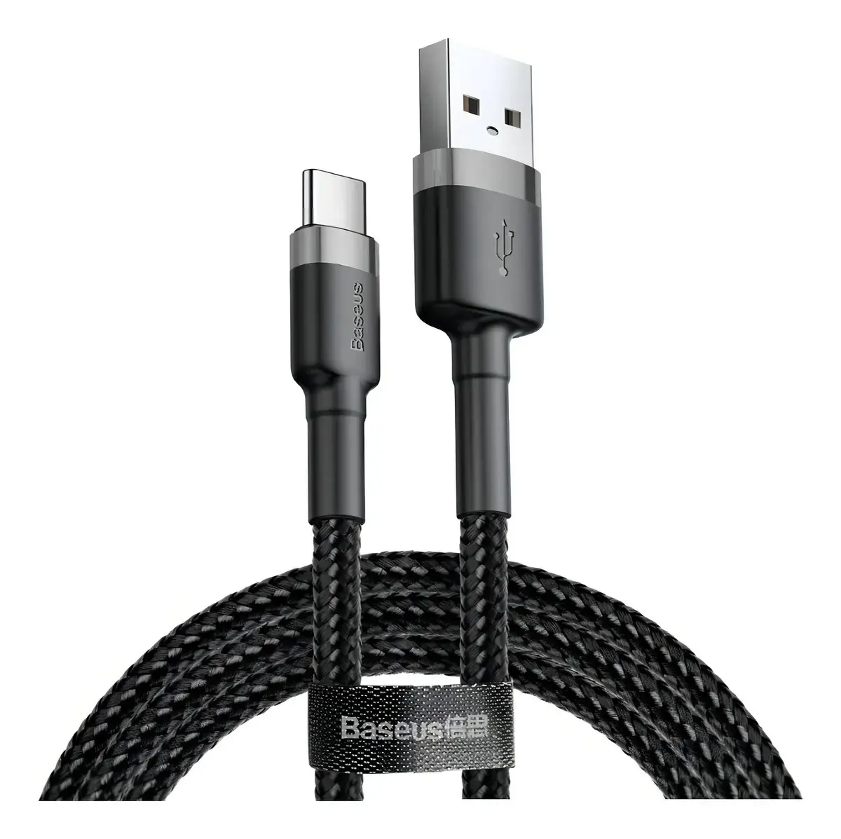 Cabo Rápido Usb Para Tipo- C Baseus Cafule Nylon 3a 1 Metro Cor Preto - 1