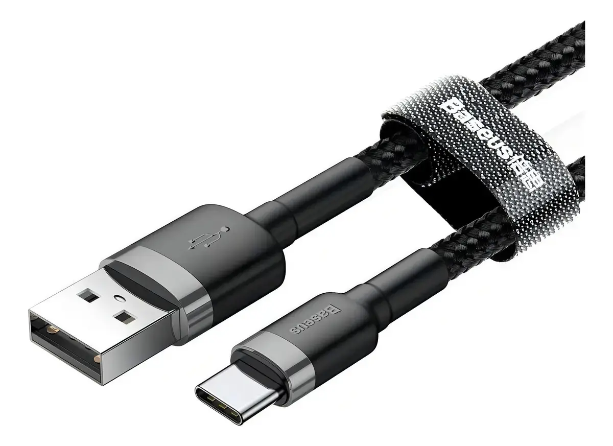 Cabo Rápido Usb Para Tipo- C Baseus Cafule Nylon 3a 1 Metro Cor Preto thumbnail 3