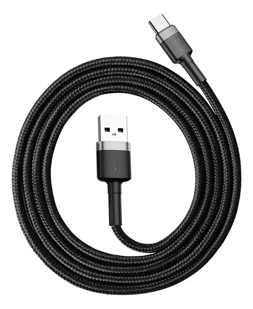 Cabo Rápido Usb Para Tipo- C Baseus Cafule Nylon 3a 1 Metro Cor Preto thumbnail 6