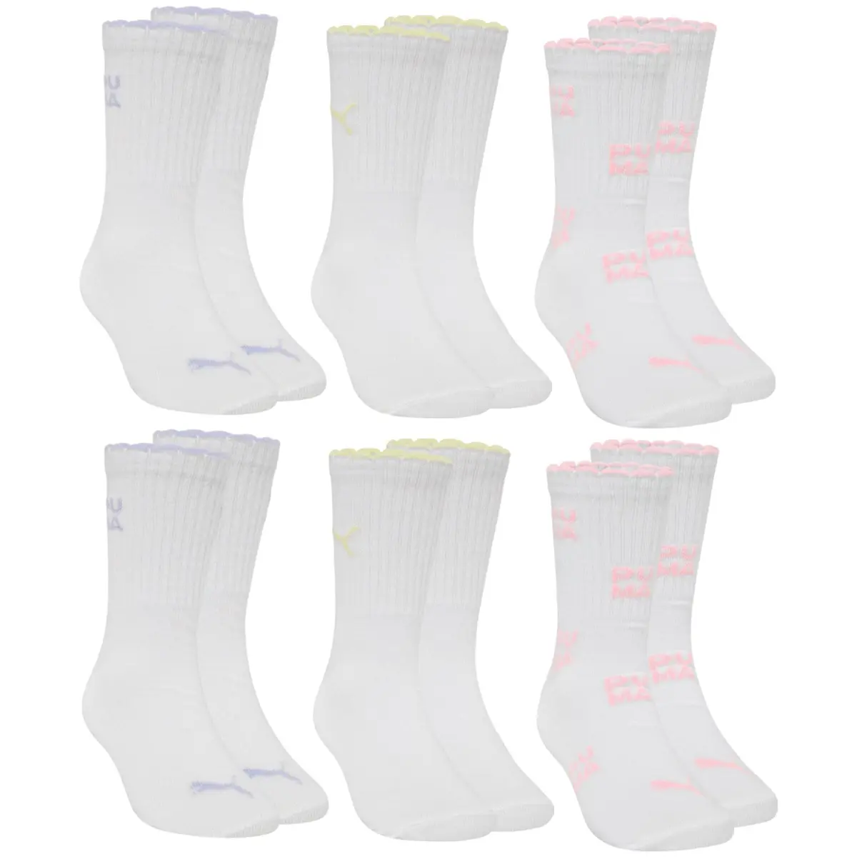 Kit 6 Pares Meia INFANTIL Puma Cano Longo Algodão Criança Meninas