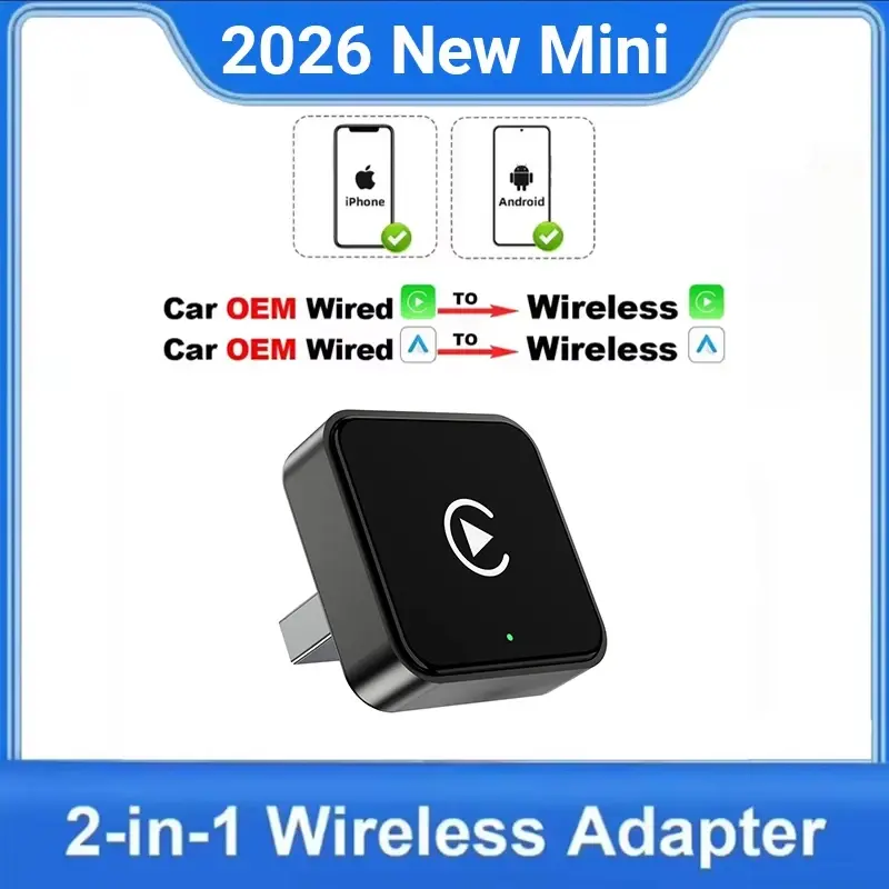 NOVO 2026: Central Multimídia Inteligente 2 em 1 com CarPlay Sem Fio e Android Auto, Conexão Automática WIFI e Bluetooth para Toyota, Volvo, Benz, MG, Kia, MAZDA, FORD - 1