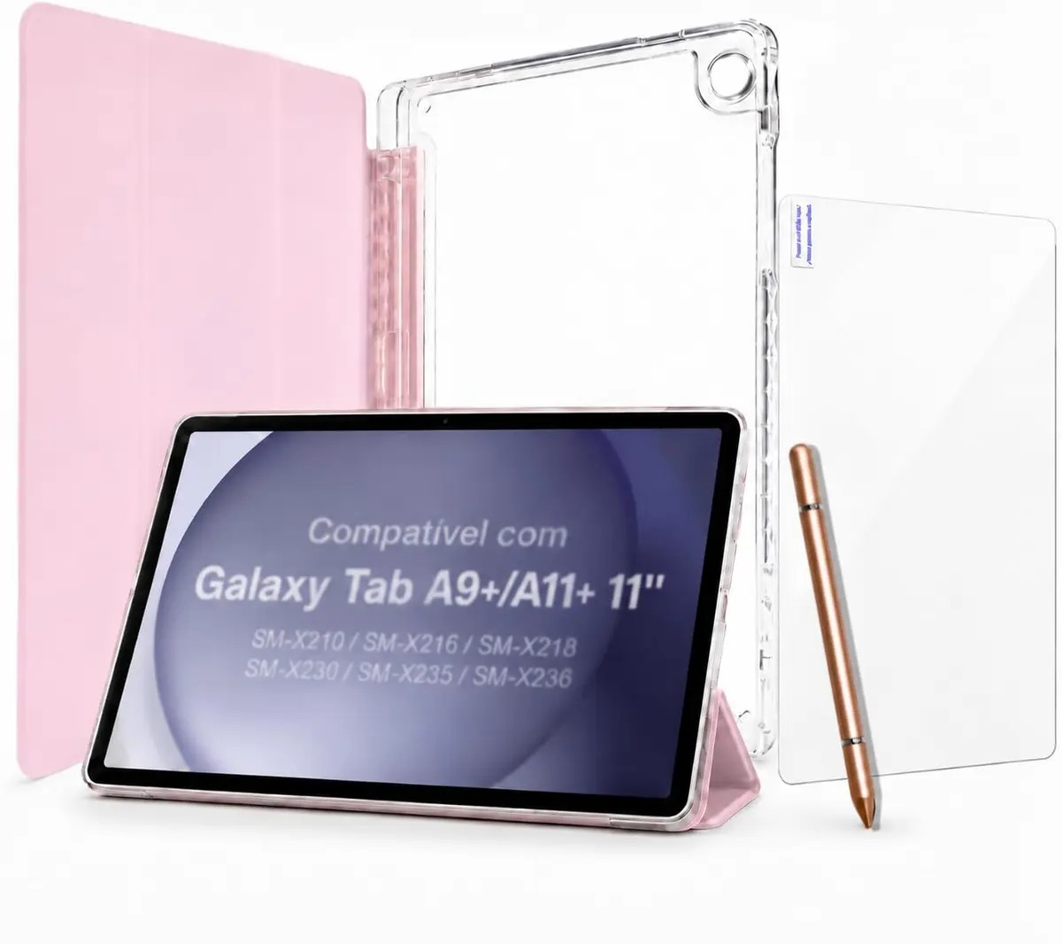 Capa Robusta de Máxima Proteção para Samsung Galaxy Tab A9+/A9 Plus 11" 2023-2024, A11+/A11 Plus 11" 2025-2026Case Anti-Impacto, Caneta Stylus Absorvente, Poeira e Função Despertar