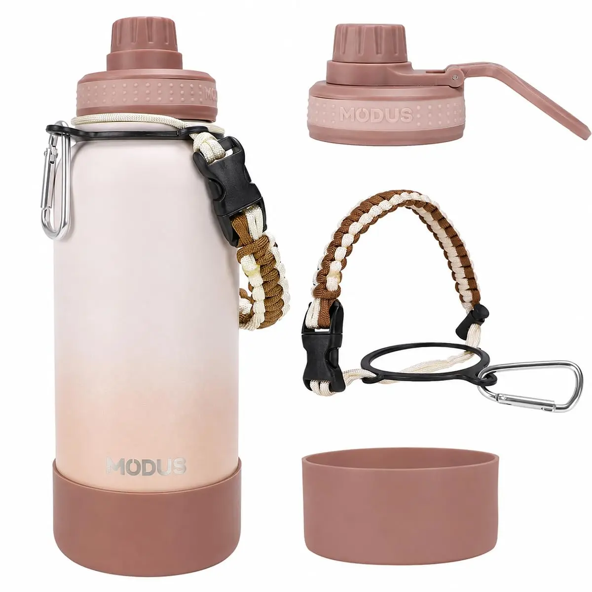 Garrafa Térmica De Água Isolada 950ml De Aço Inox Com Alça | Gradiente Branco a Cinza - 1