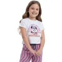 Infantil - Blusa Menina Minnie Mouse Pop Disney Laço Delicada Branco