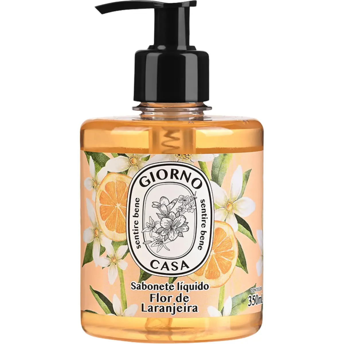 Sabonete líquido, Giorno Bagno, Flor de Laranjeira, 350ml | Limpeza suave que hidrata as mãos e deixa fragrância floral persistente, para todos os tipos de pele