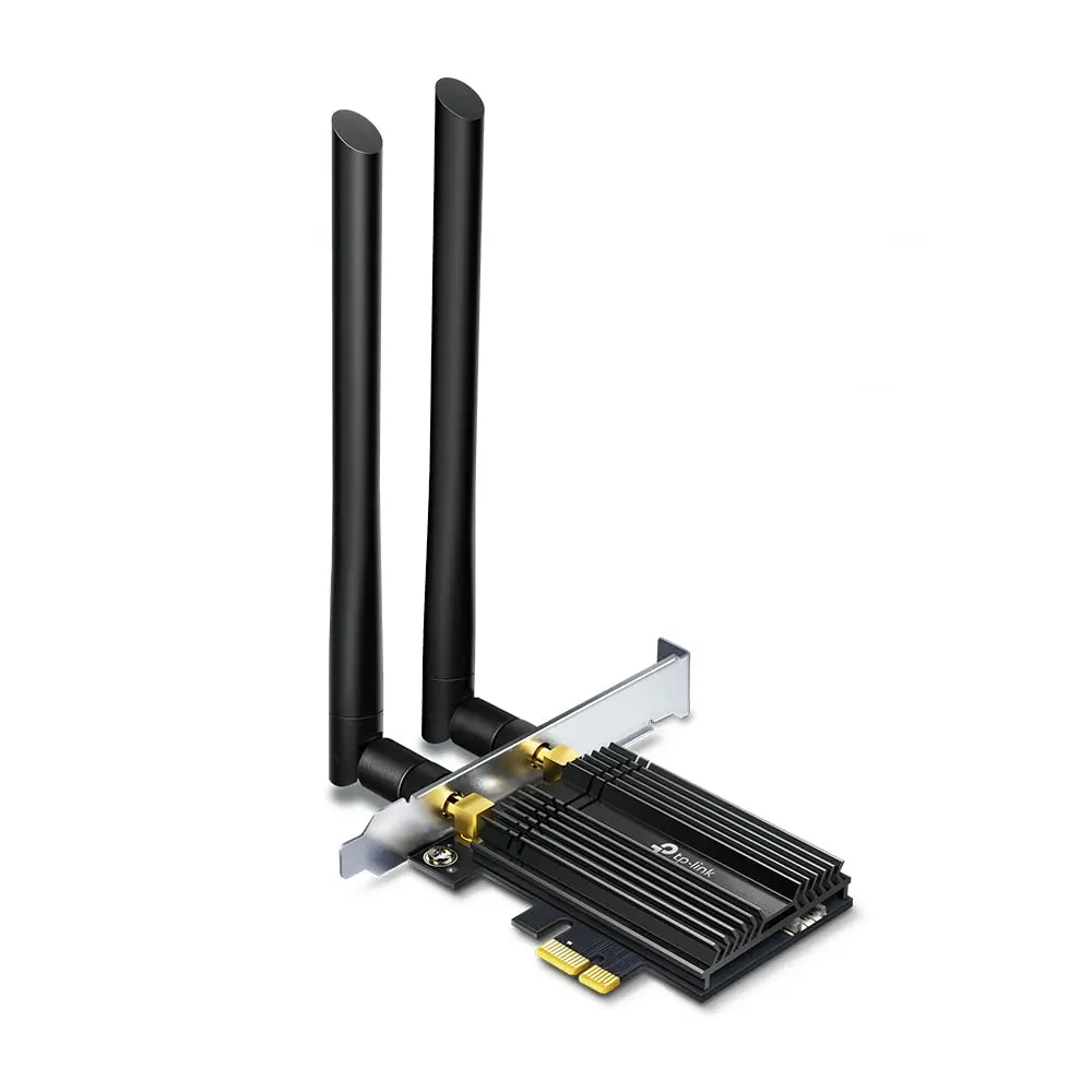 TP-Link Archer TX50E Placa de Rede Wi-Fi 6 PCI Express AX3000 para PC com Bluetooth 5.0, Dual Band, até 2402 Mbps em 5 GHz, 160 MHz, OFDMA, MU-MIMO, WPA3 e 2 Antenas de 5 dBi - 1