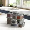 Conjunto 8 Potes Herméticos Plástico Cinza Escuro - 1