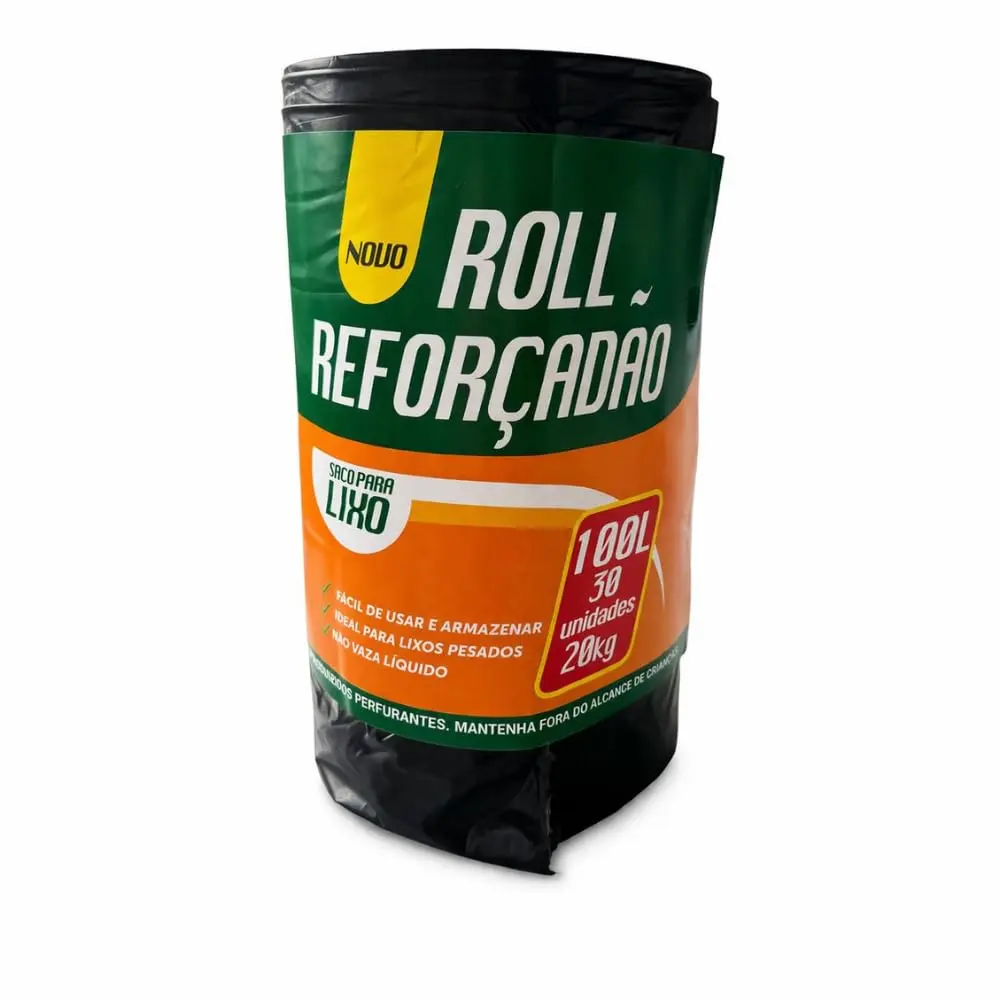 Saco de Lixo Reforçado 100L 30 Unidades Resistente 20kg Antivazamento
