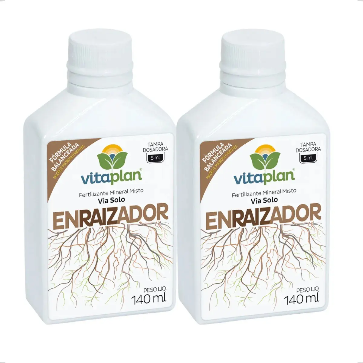 Kit 2 Fertilizante Enraizador Mineral Liquido Vitaplan 140ml - 1