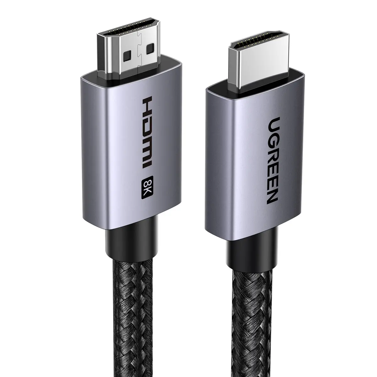 UGREEN Cabo HDMI 2.1 8K@60Hz Blindado 48 Gbps 1 M Nylon Trançado | Certificado de Alta Velocidade, eARC, HDR, Dolby Atmos, Compatível com PS5/Blu-ray/TV/Monitor