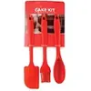 Kit de Utensílios de Cozinha em Silicone Inteiriço, 3 Peças – Espátula, Colher e Pincel, Vermelho - 1