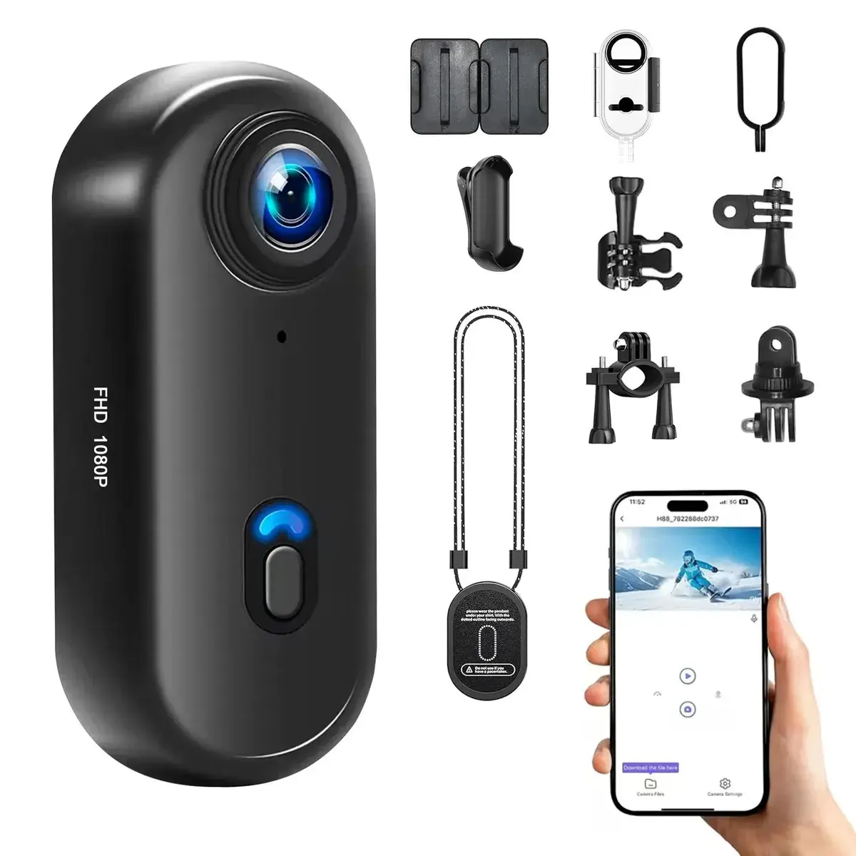 Câmera Hd 1080P Filmadora Vlog camara Para Moto Com Wifi 120° Grande Angularcom Para Ciclismo Ao Ar Livre,mergulho, Caminhadas Filmadoras De Bolso