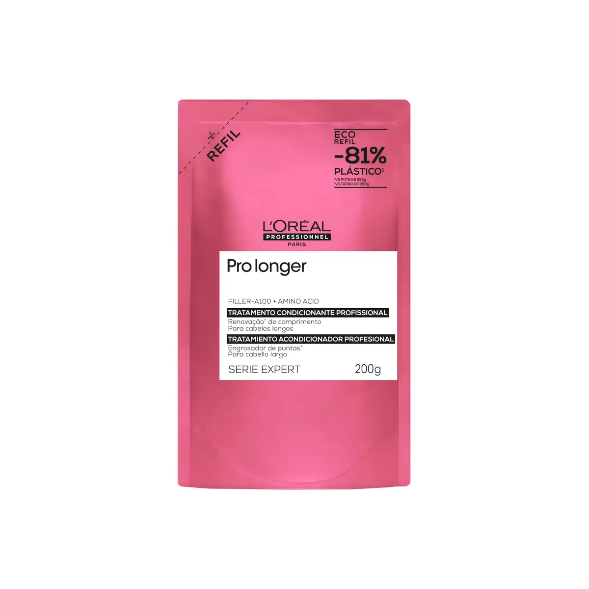 L'Oréal Professionnel Pro Longer Serie Expert, Máscara de Tratamento Refil para Cabelos Longos com Pontas Afinadas, com Filler-A100 e Aminoácidos, 200g