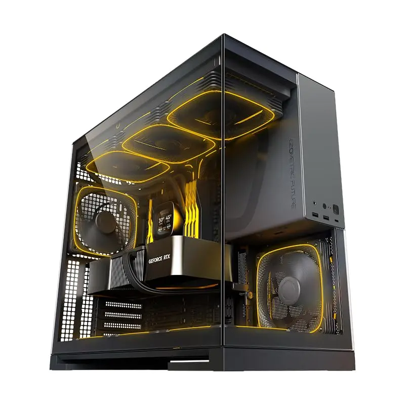 Gabinete Geometric Future Model 5 Preto e Cinza com 5 Fans