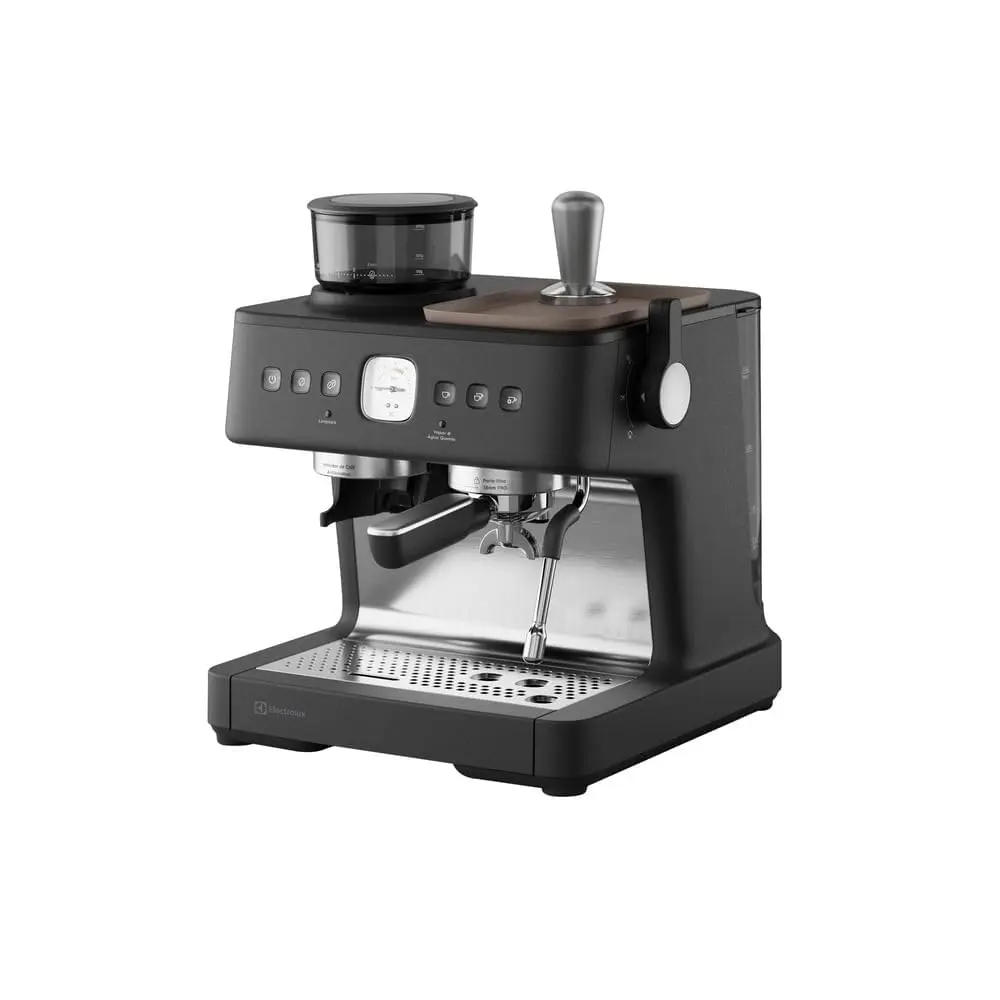 Electrolux Cafeteira Espresso com Moedor de Grãos Integrado, Café em Pó e Sache Saida de Vapor independente Aquecimento de Xícaras Estilo Barista Expert ECM90 127V Preto Fosco