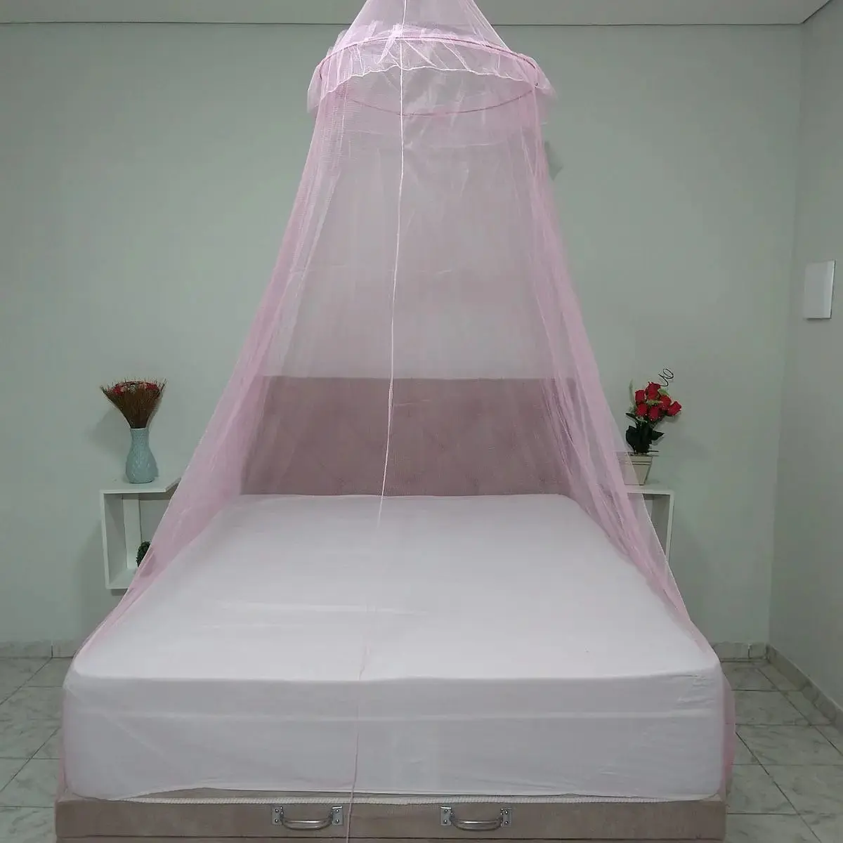 Mosquiteiro De Teto Filo Simples P\ Cama Casal E Solteiro Cor Rosa thumbnail 2