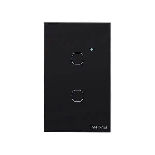 Interruptor Touch Smart Wi-Fi 2 Teclas Preto Intelbras Izy