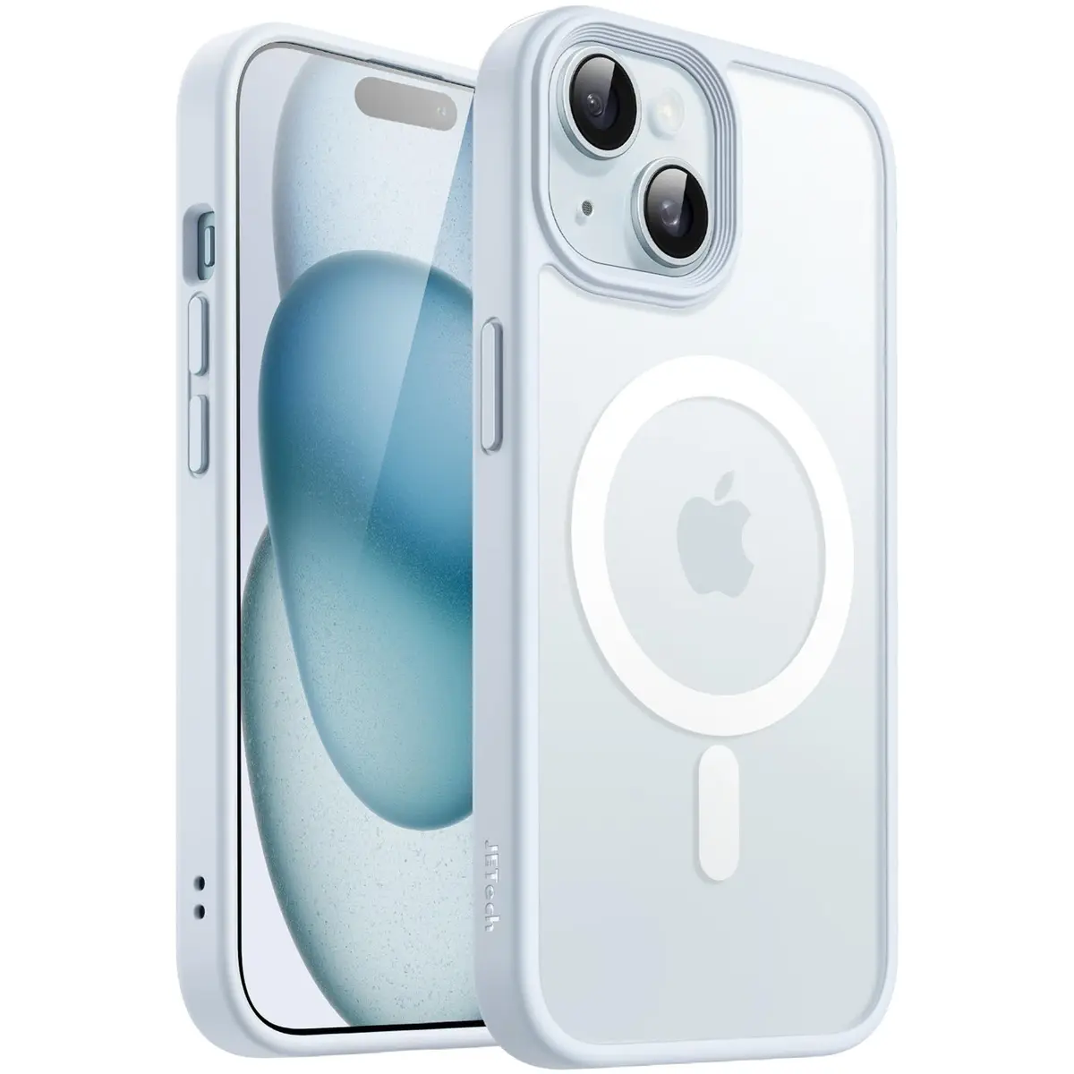 JETech Capa Fosca Magnética para iPhone 15 Plus, Azul | Compatível com MagSafe, Parte Traseira Translúcida, Proteção Fina À Prova de Choque