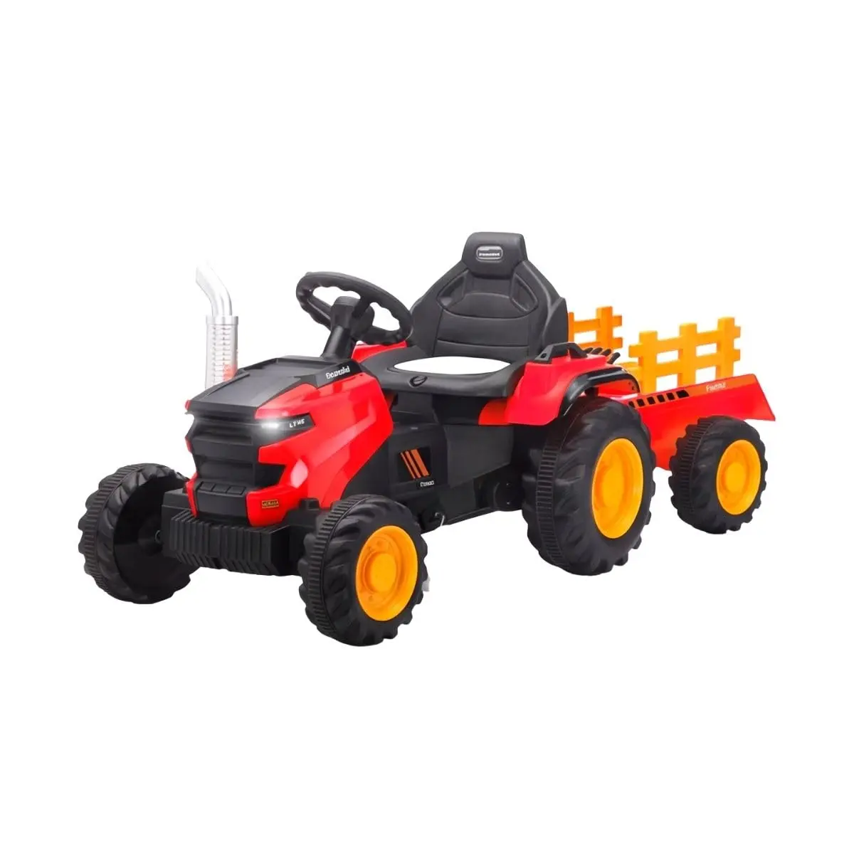 Carro Elétrico Mini Trator Infantil Bateria 12v Reboque Marcha Frente/Ré Bluetooth LED Maxi Toys (Vermelho)
