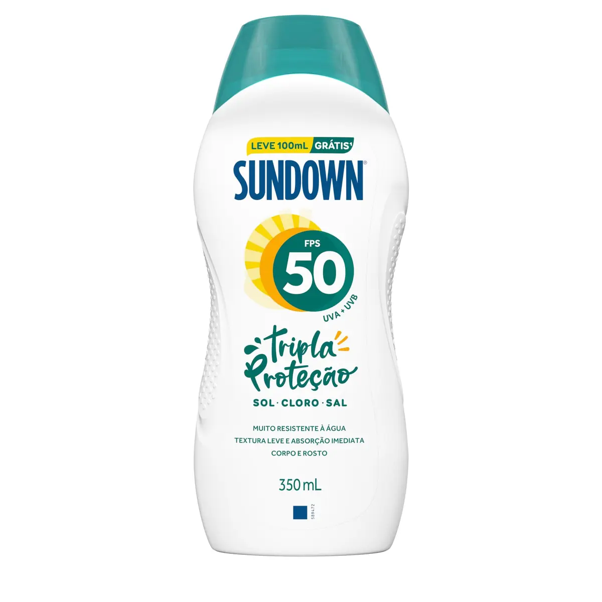 Protetor Solar Corporal em Loção Sundown, FPS 50, 250ml + 350ml | Promopack: Pague 250ml Leve 350ml, Resistente à Água