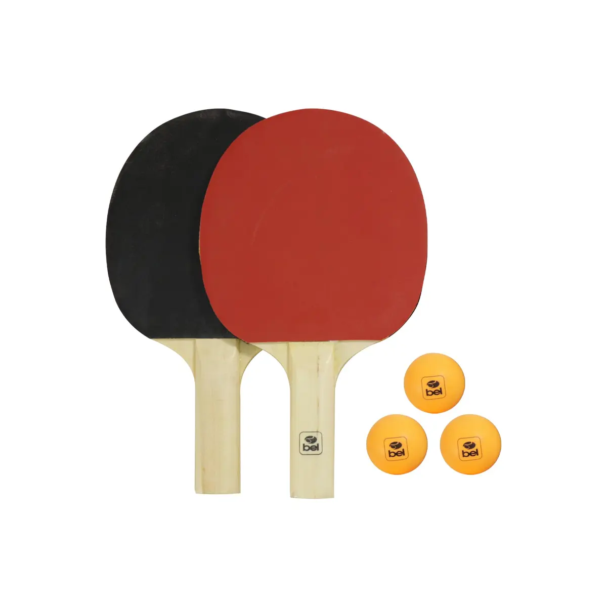 Kit Tênis de Mesa - 2 Raquetas + 3 Bolinhas Bel Fix Vermelho/Preto - 1