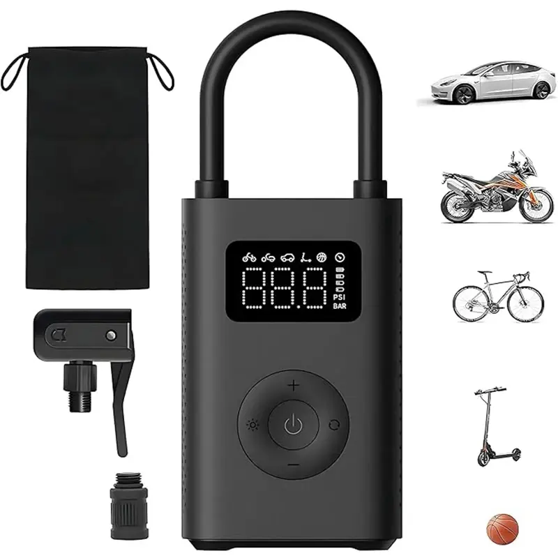 Compressor de ar portátil Xiaomi Mijia 2D, inflador portátil de 150PSI com bateria de 2000mAh, 6 modos predefinidos com desligamento automático, lâmpada LED, carregamento USB-C para carro, moto, bicicleta. - 1