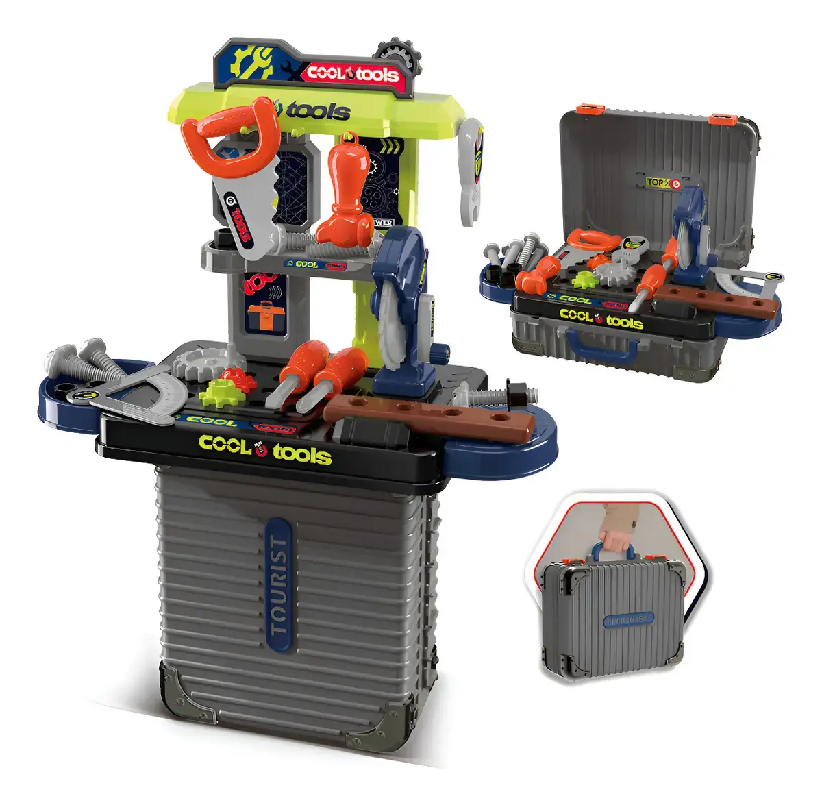 Bancada de Ferramentas Infantil 3 em 1 Maleta 31 Peças Maxi Toys - 1