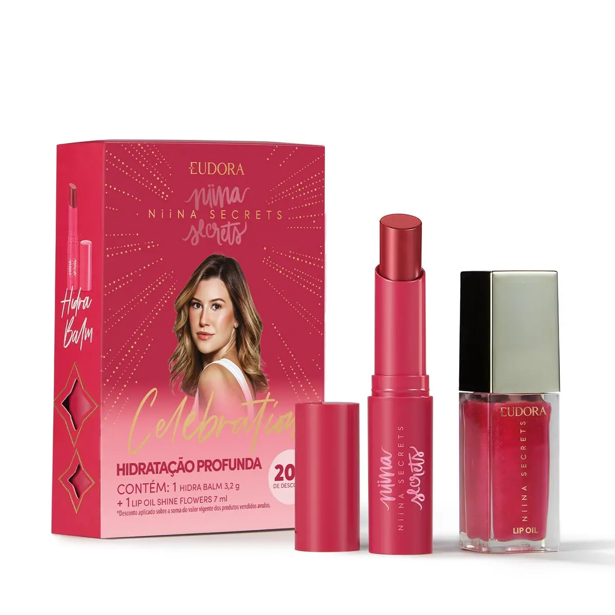 Eudora Niina Secrets Celebration Hidra Balm 3,2g + Lip Oil Shine Flowers 7ml - 1
