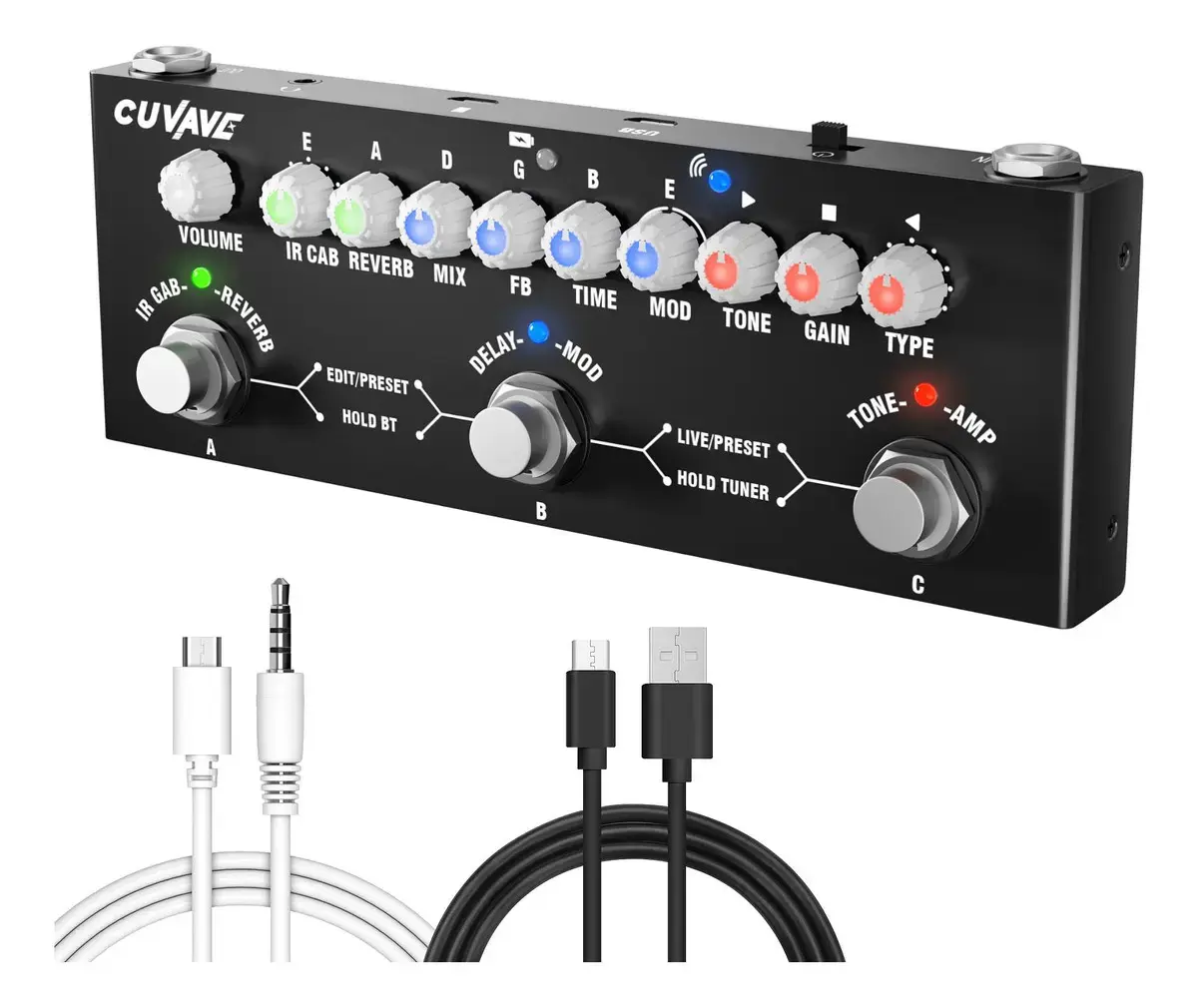Pedal de Efeito M-Vave Cube Baby Preto Multifuncional Guitarra Elétrica