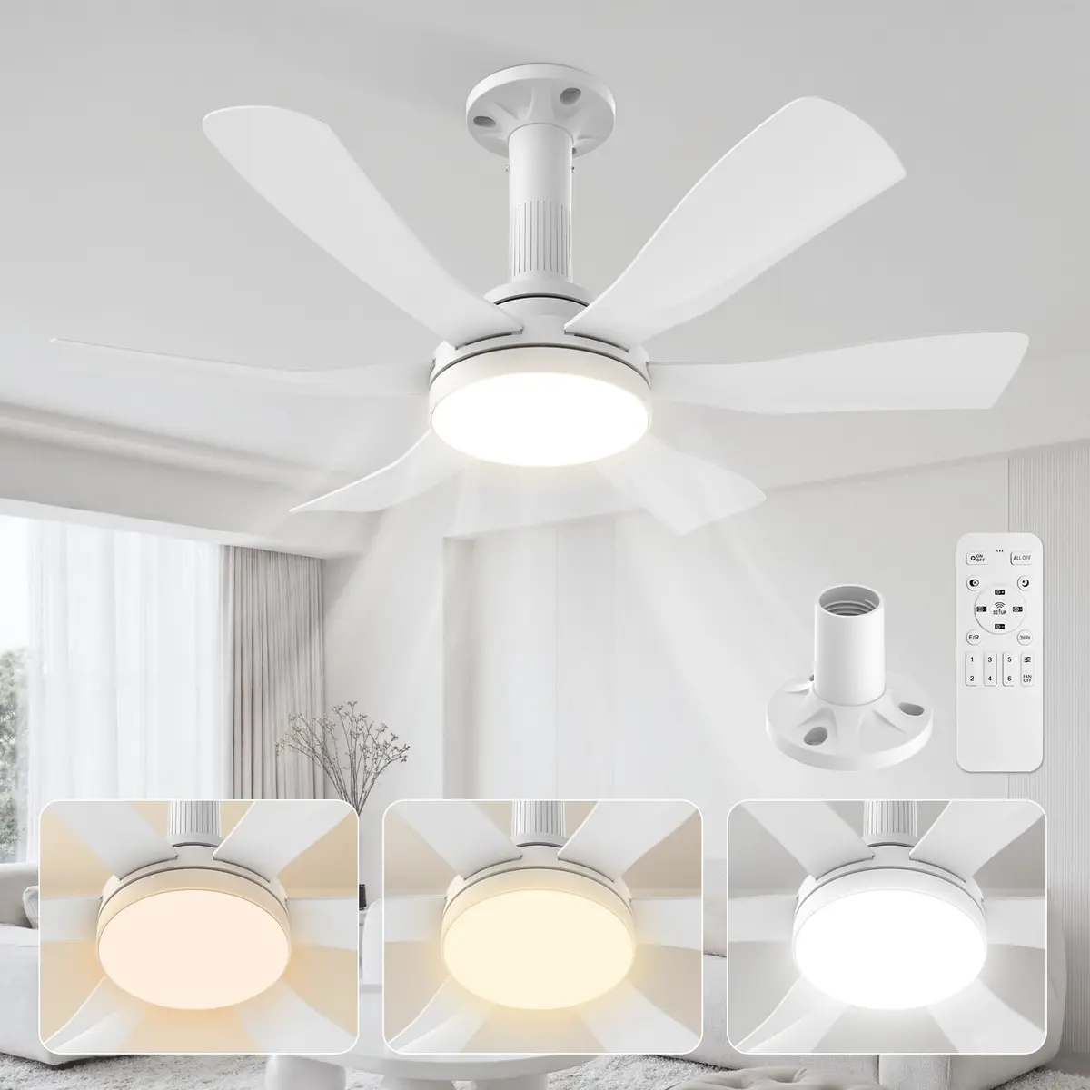 Airwit Ventilador de Teto com Luz 28", 6 Velocidades, Instalação Fácil | 6 Velocidades, Alto Fluxo de Ar, Motor Reversível, Controle Remoto e Bivolt 110V/220V - 1