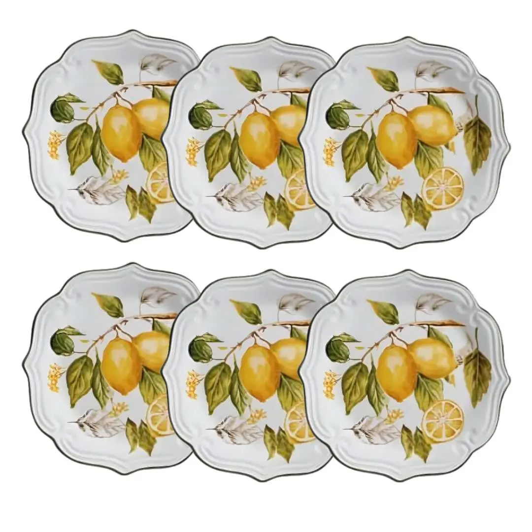 Conjunto 6 Pratos Sobremesa Toscana Branco Scalla Ceramica - 1