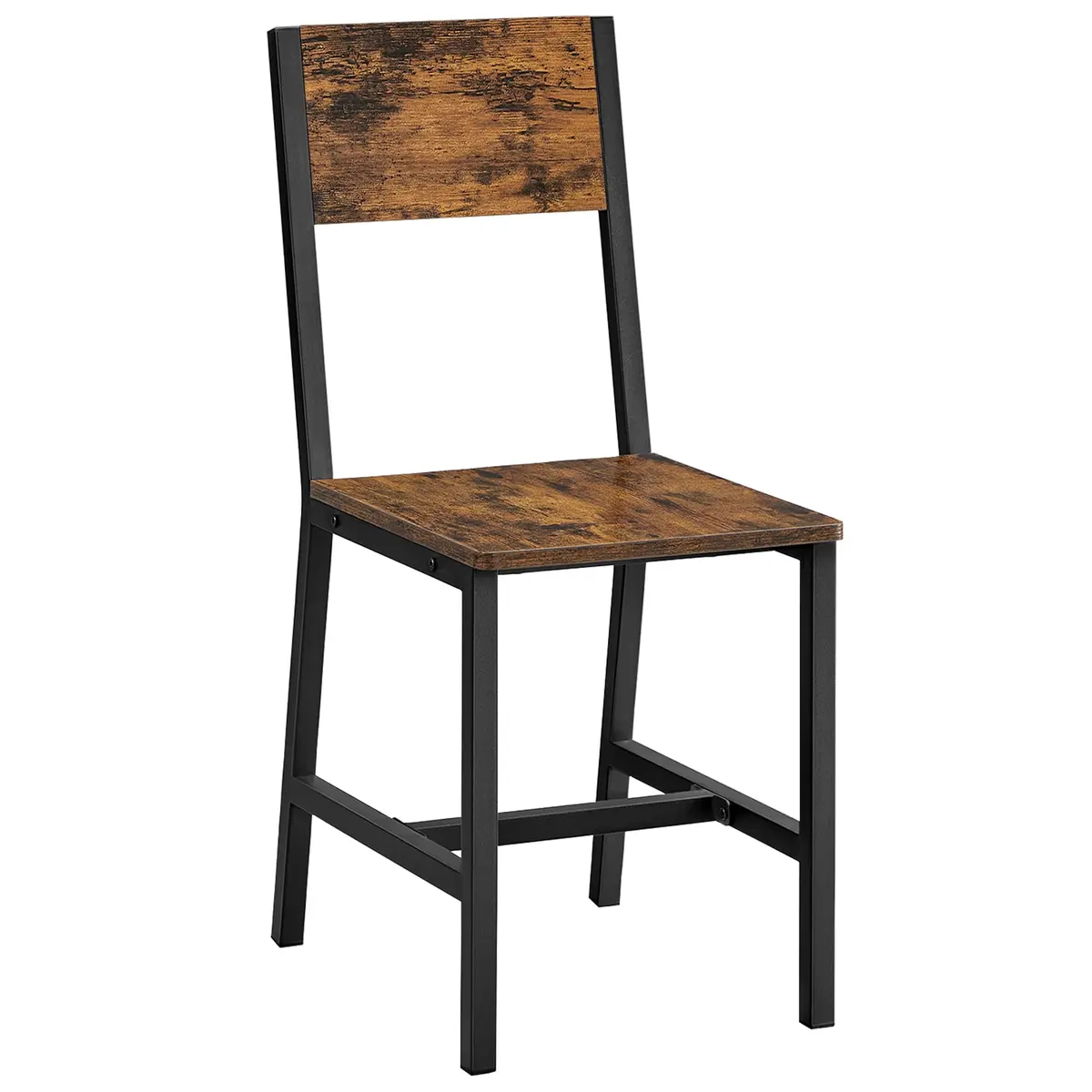 VASAGLE Conjunto de 2 Cadeiras de Jantar, Estrutura de Aço, Estilo Industrial, para Sala de Jantar, Sala de Estar, Cozinha, Marrom Rústico e Preto Tinta BRLDC092B01V1 - 1