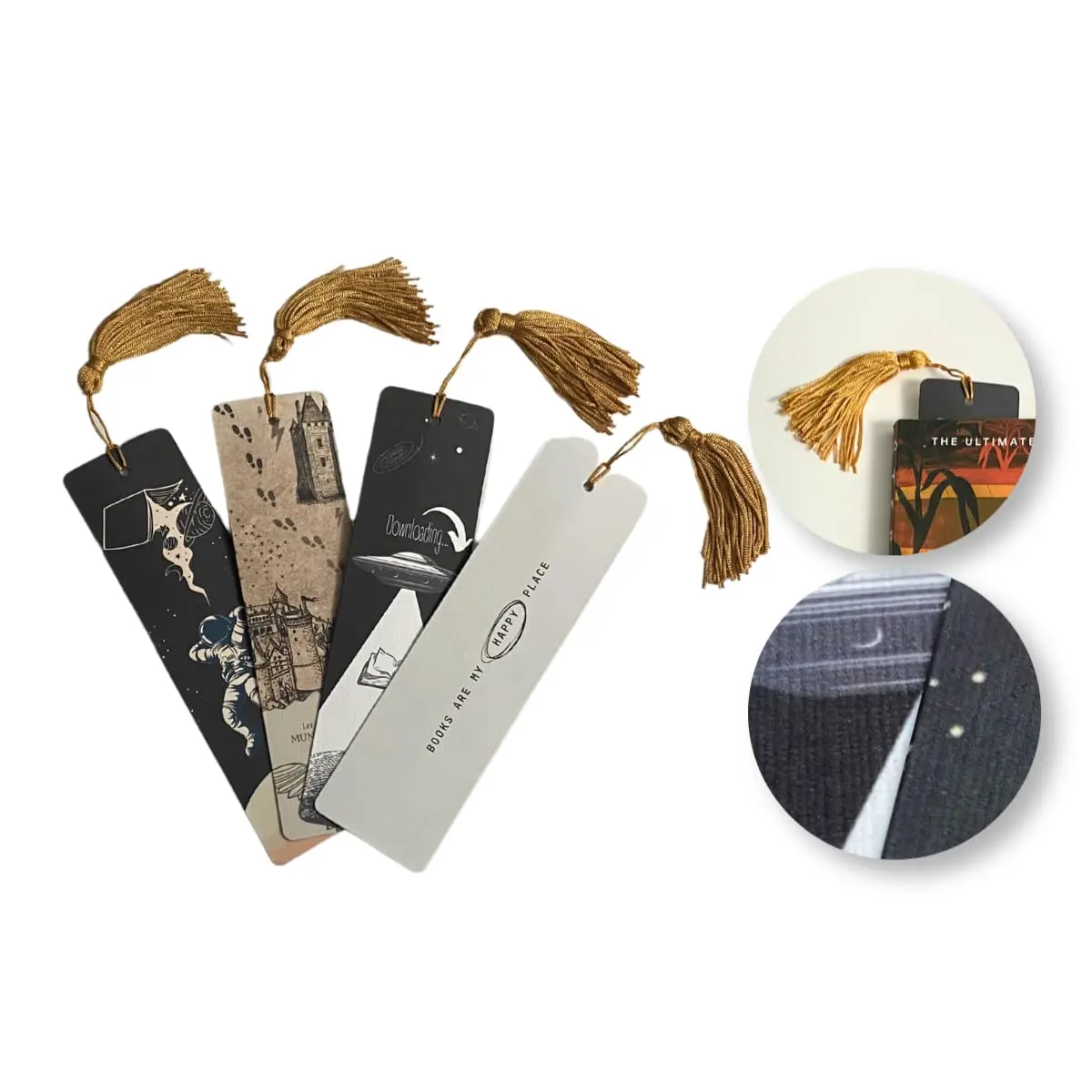 Marcador de Página Premium - Linha aventura: Ler é mágico, Textura de Linho, com Tassel, 4 Unidades - Ler & Ser - 1