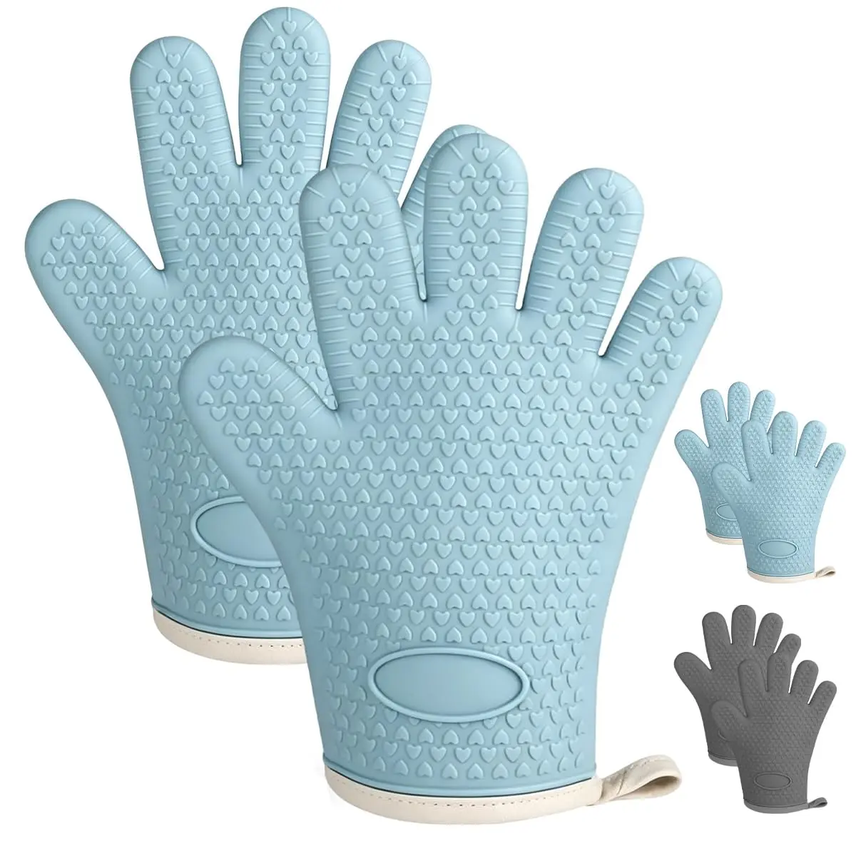 Luvas Térmicas de Silicone com Forro, 2 Unidades, para Cozinha e Churrasco, Fáceis de Limpar, Resistentes ao Calor (azul)
