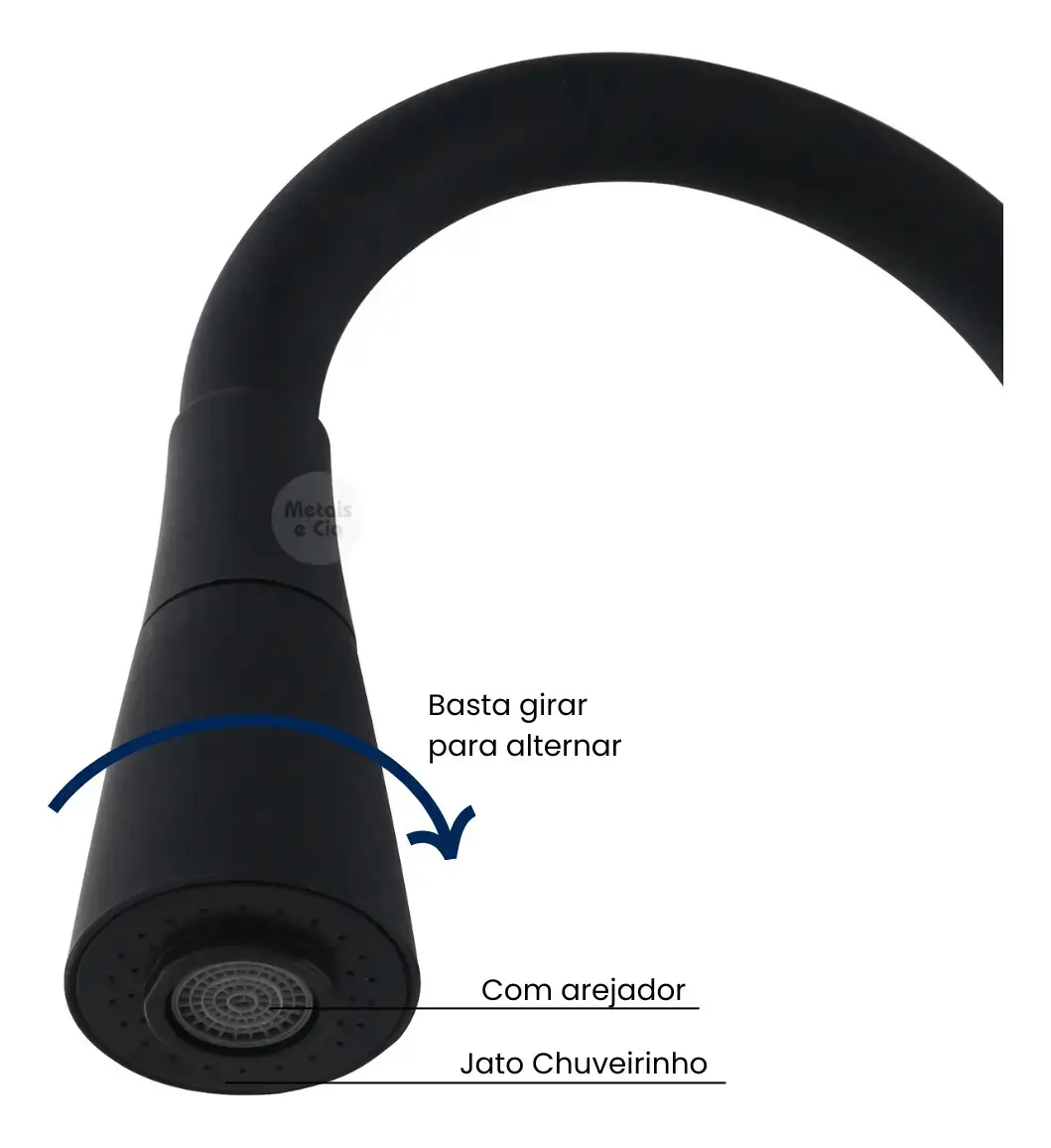 Torneira Gourmet Parede Cozinha Preta Flexível 2 Jatos Chuveirinho Cone 1/4 Volta Luxo Premium Silicone Cone Mais Vendida Preto Fosco thumbnail 5