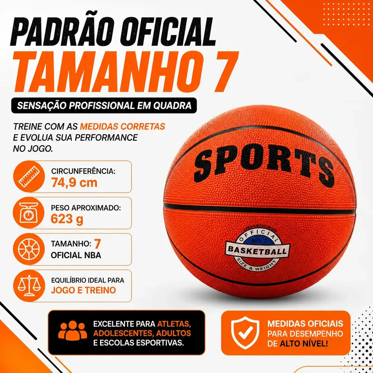 Bola De Basquete Profissional Tamanho 7 Babuu Brinquedos Educativos thumbnail 2