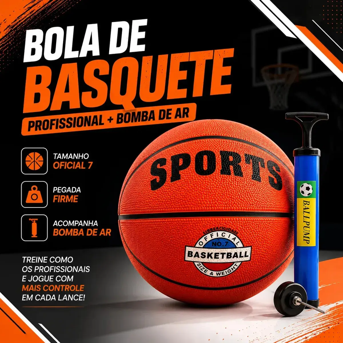 Bola De Basquete Profissional Tamanho 7 Babuu Brinquedos Educativos thumbnail 3