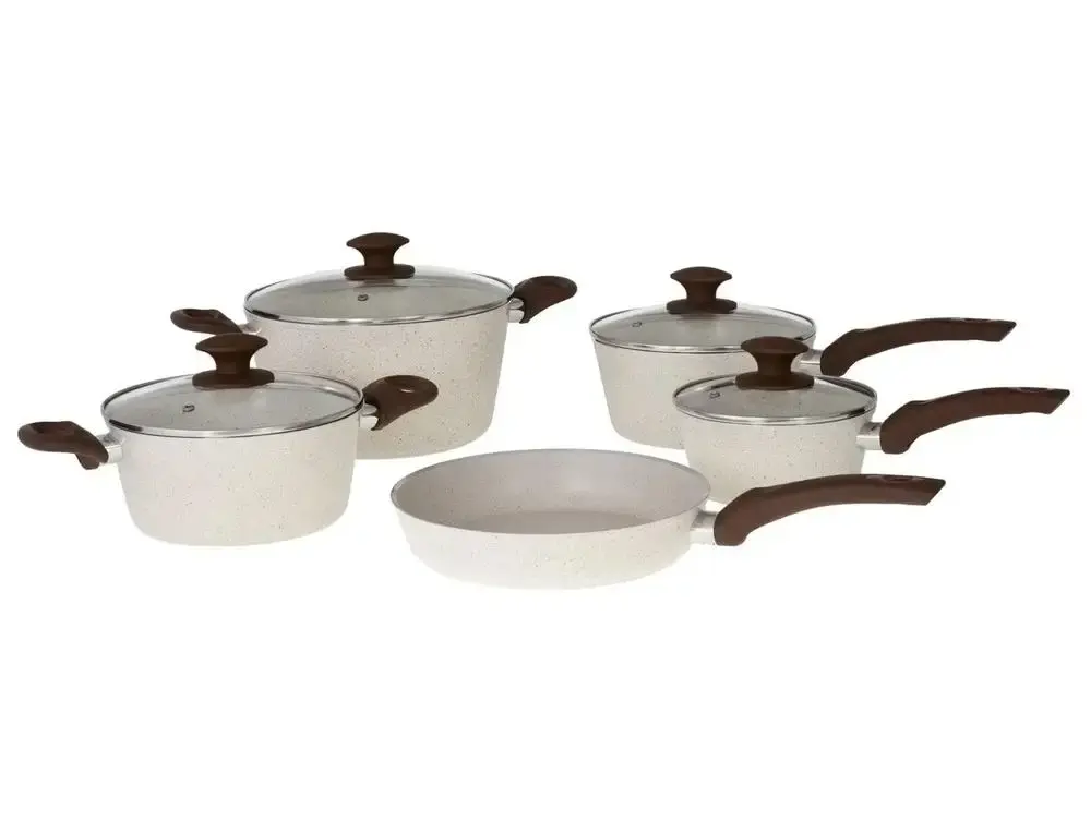 Jogo de Panelas Brinox Cerâmico de Alumínio Vanilla 5 Peças Optima Essentials Ceramic Life