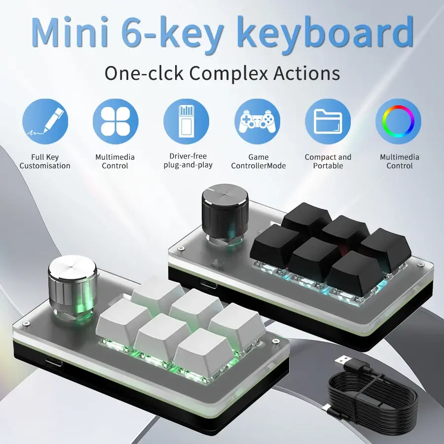 6 teclas 1 botão rgb programação macro gaming botão teclados mini teclado de programação personalizado teclado mecânico usb para photoshop