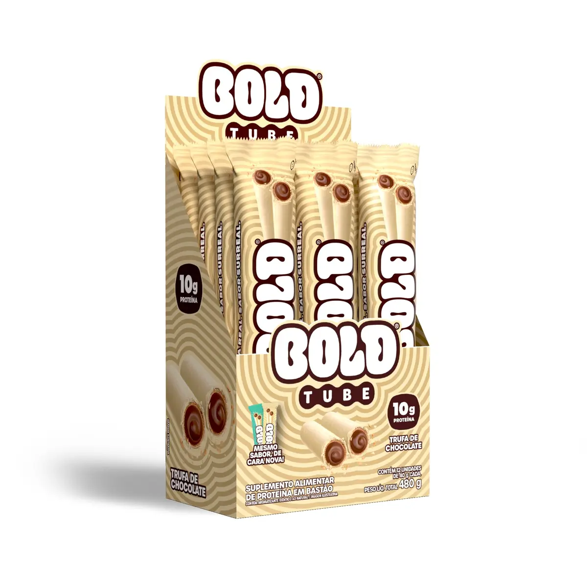 BOLD Tube Chocolate Proteico Trufa de Chocolate 10g de Proteína (12 Un.) - 1