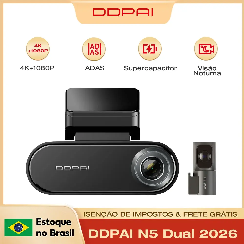 DDPAI N5 Dual 2026 Câmera Veicular Automotiva,Visão Noturna 4K HDR + 1080P,Câmera para Carro com Wi-Fi 5G GPS G-Sensor APP ADAS - 1