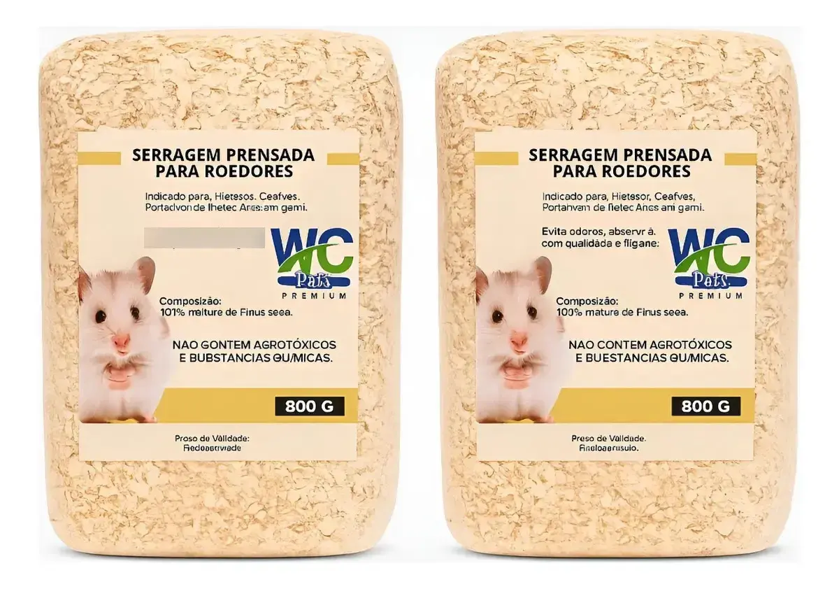 Kit de Serragem de Pinus Prensada Agroleste para Hamster e Roedores Amarelo, 2 Unidades