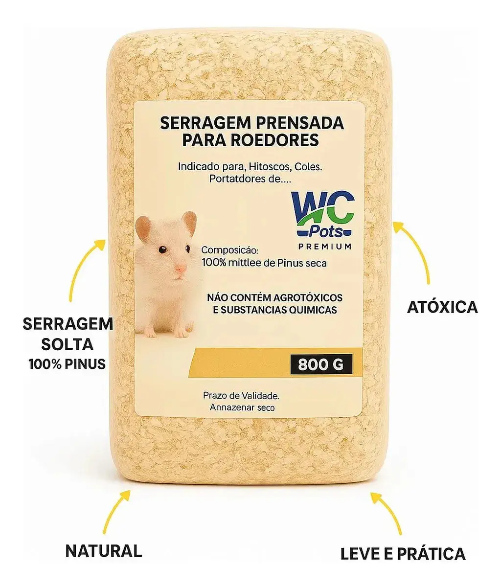 Kit de Serragem de Pinus Prensada Agroleste para Hamster e Roedores Amarelo, 2 Unidades thumbnail 2