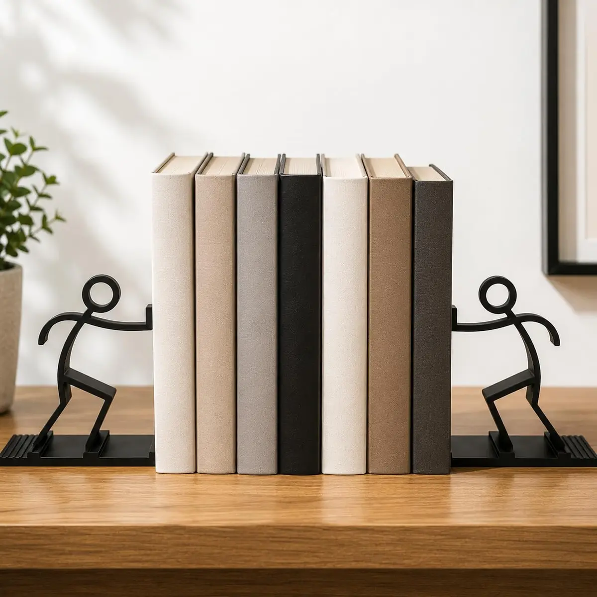 Aparador de Livros Decorativo Antiderrapante Suporte de Livros Palito Par | Par de Suportes, Para Estante, Escritório e Biblioteca, Home Office, Design Moderno - 1