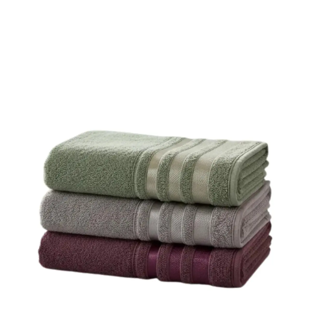 Kit C/ 3 Toalhas De Banho Marselha 100% Algodão Alta Absorção - 70cm x 140cm (Inox - Minti - Açai)