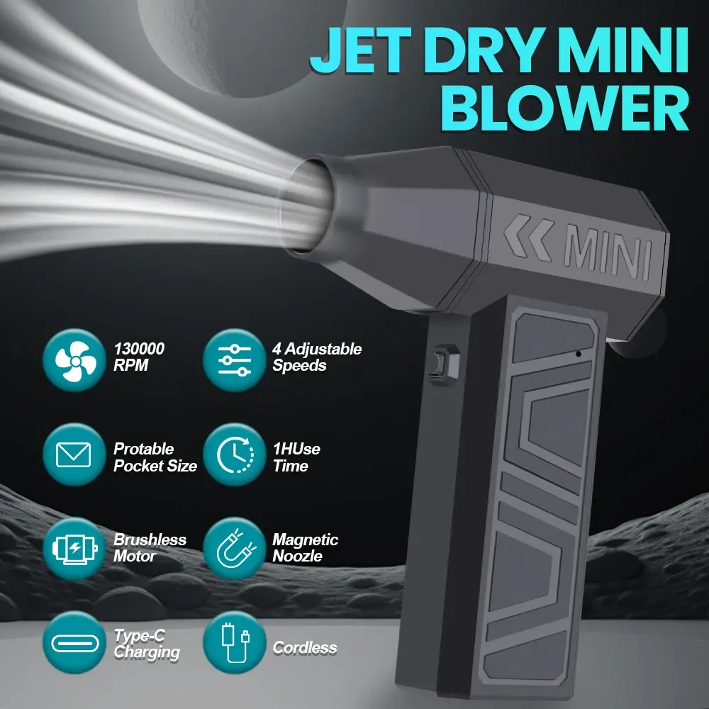 Soprador de ar elétrico com turbina, acessórios para secador de cabelo portátil, ferramentas de limpeza, soprador de ar para carros, tipo C, carregamento.
