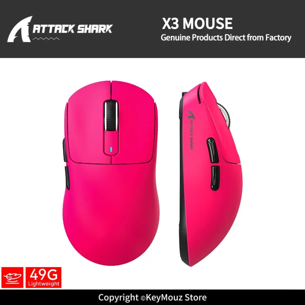 Mouse Gamer Tri-Mode X3 ATTACK SHARK Sem Fio 1K Hz Sensor PAW3395 26K DPI Drivers Macro para Windows/Mac - 1