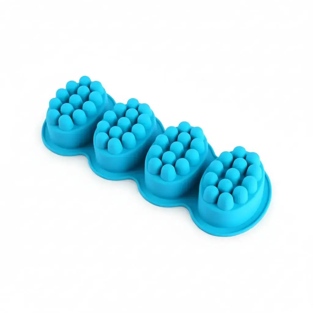 Forma De Silicone Para Sabonete Artesanal Massageador Grande 4 Cavidades